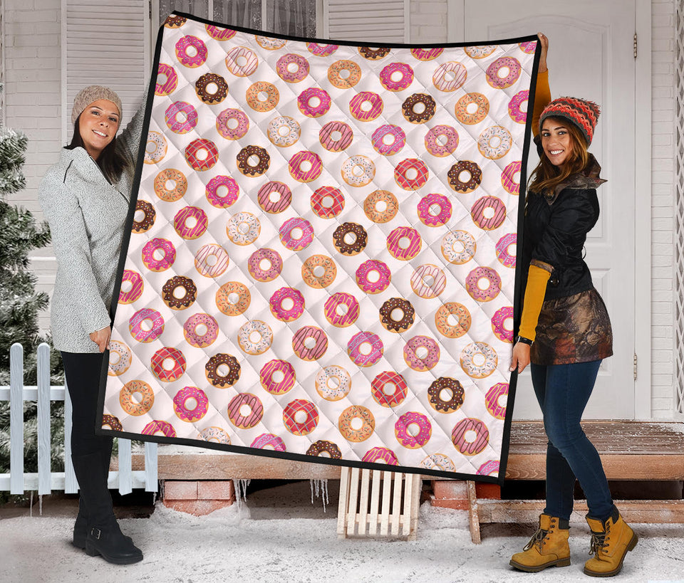 Colorful Donut Pattern Premium Quilt