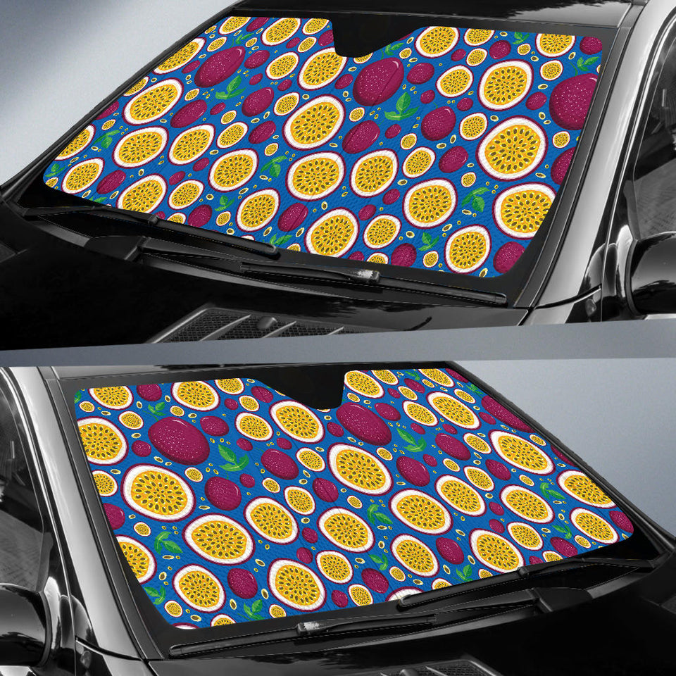 Passion Fruit Blue Background Car Sun Shade