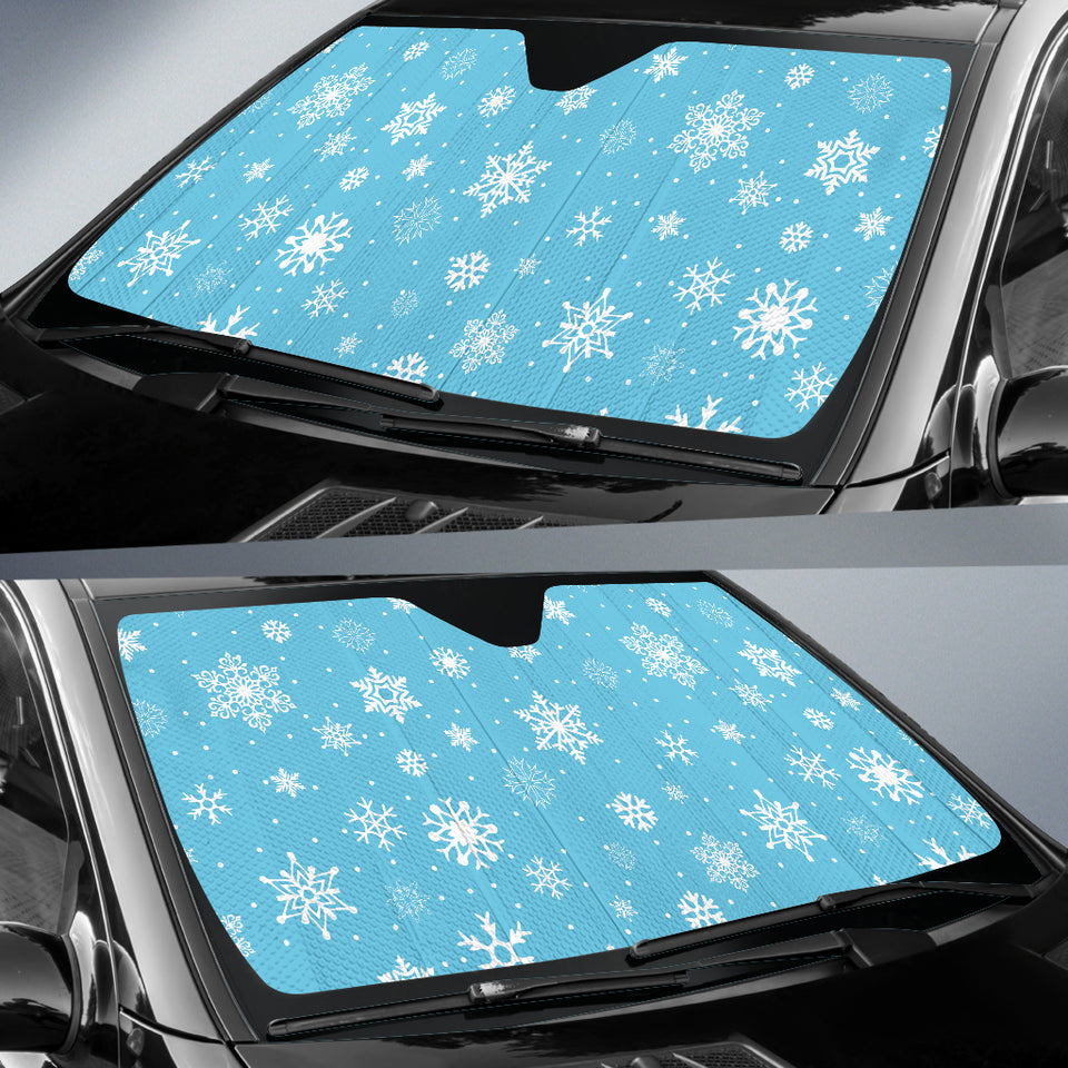 Snowflake Pattern Blue Background Car Sun Shade