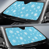 Snowflake Pattern Blue Background Car Sun Shade