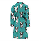 Hand Drawn Boston Terrier Dog Pattern Men'S Bathrobe