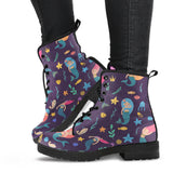 Beautiful Mermaid Fish Jellyfish Algae Other Marine World Leather Boots