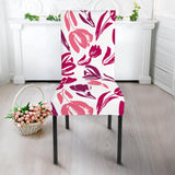 Pink Sketch Tulip Pattern Dining Chair Slipcover