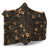 Gold Peacock Feather Pattern Hooded Blanket
