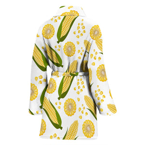 Corn Pattern Print Design 05 Women's Bathrobe