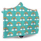 Rainbow Pattern Green Background Hooded Blanket
