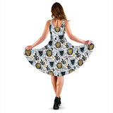 Lion Pattern Print Design 05 Sleeveless Midi Dress
