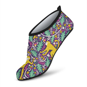 Cute Yellow Monkey Leaves Pattern Aqua Shoes