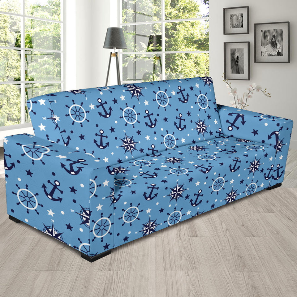 Anchors Rudder Compass Star Nautical Pattern Sofa Slipcover