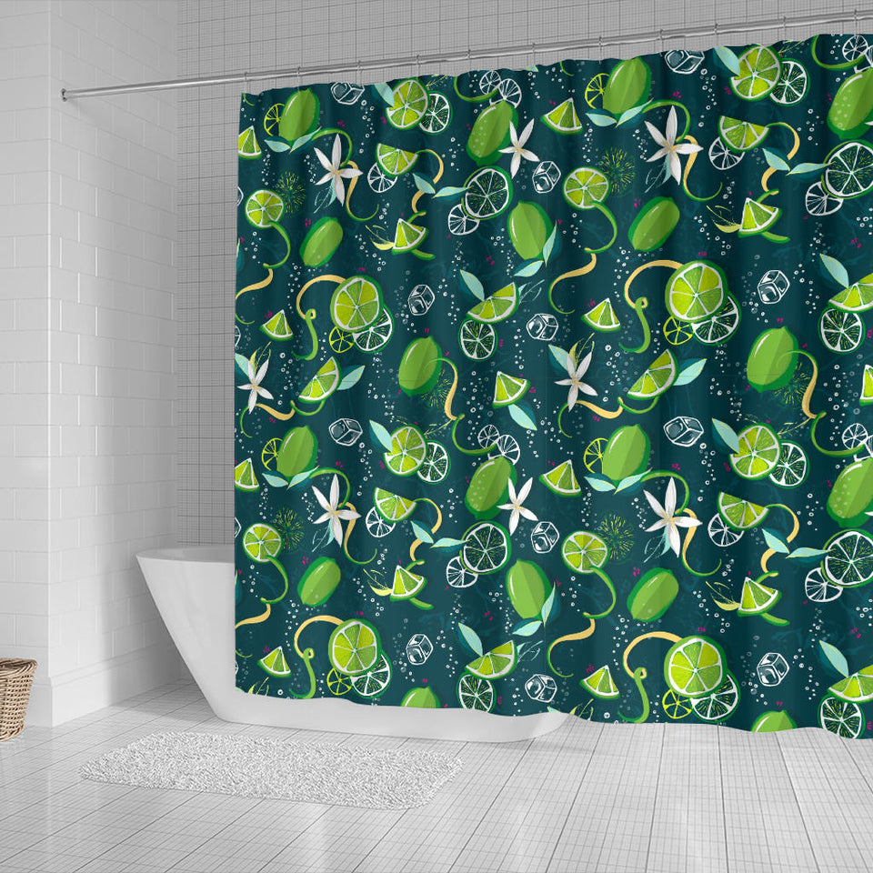 Lime Ice Flower Pattern Shower Curtain Fulfilled In US