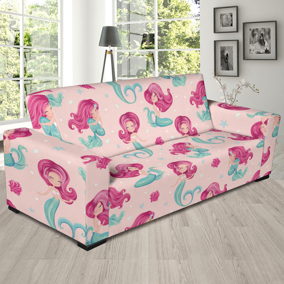 Cute Little Mermaid Pattern Sofa Slipcover