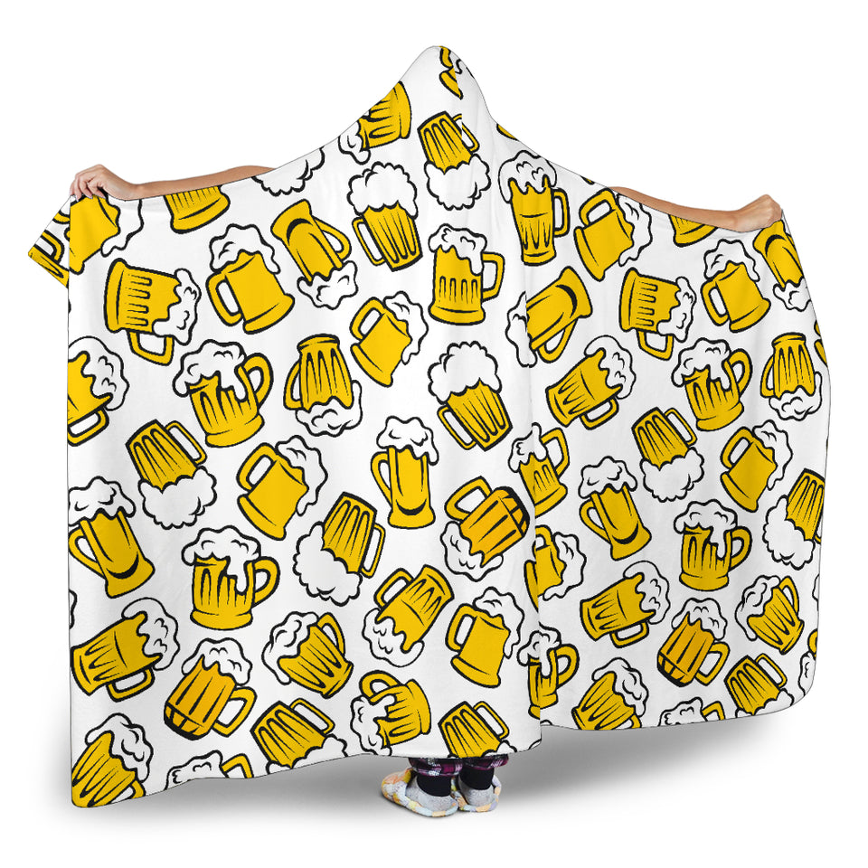 Beer Design Pattern Hooded Blanket