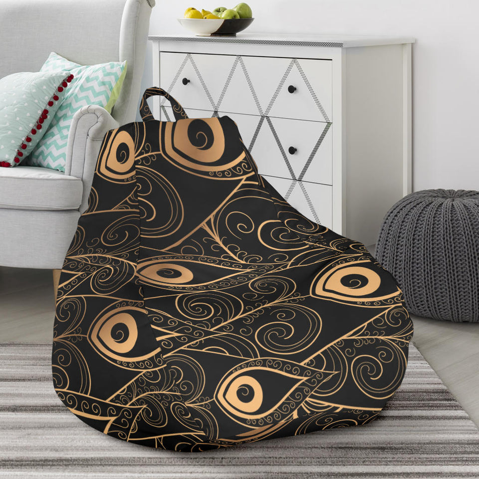 Gold Peacock Feather Pattern Bean Bag Cover