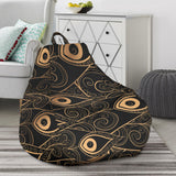 Gold Peacock Feather Pattern Bean Bag Cover