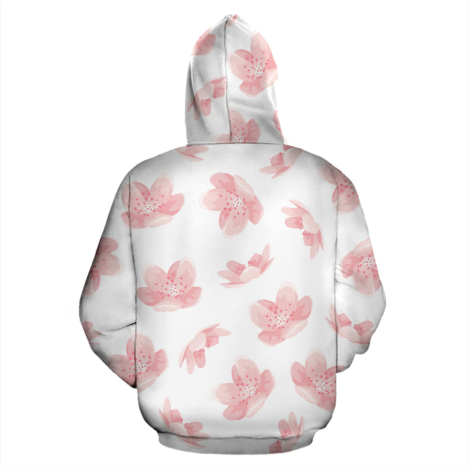 Pink Sakura Cherry Blossom Pattern Zip Up Hoodie