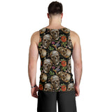 Skull rose humming bird flower pattern Men Tank Top