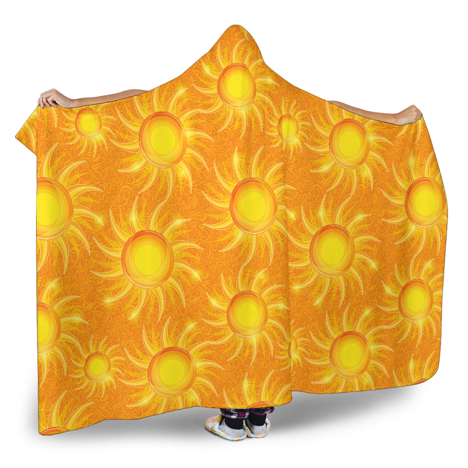 Sun Orange Background Hooded Blanket