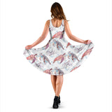 Watercolor Sea Turtle Jellyfish Pattern Sleeveless Midi Dress