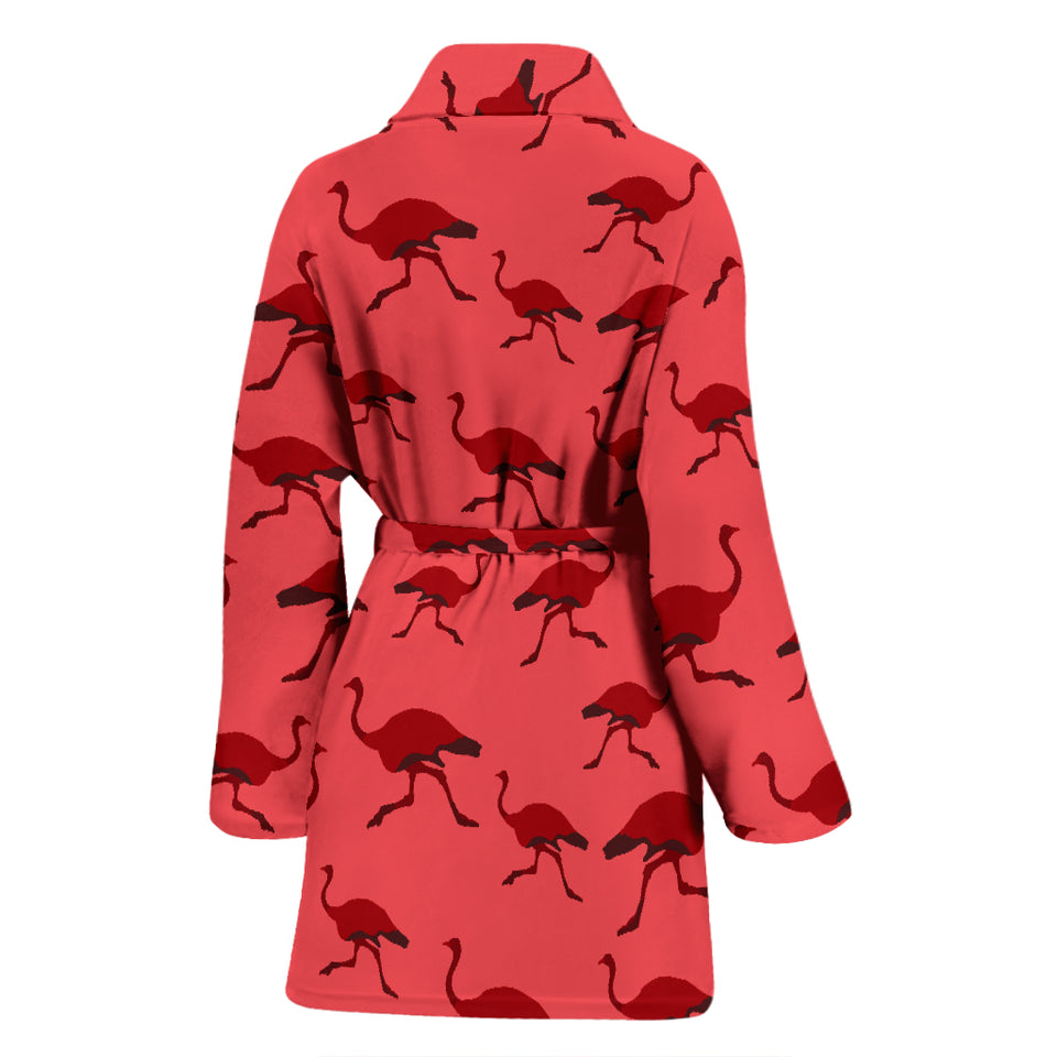 Ostrich Pattern Print Design 03 Women's Bathrobe