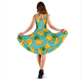 Banana Palm Leaves Pattern Background Sleeveless Midi Dress