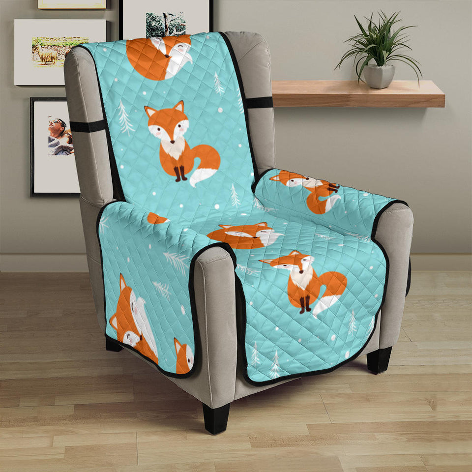Fox pattern blue b ackground Chair Cover Protector