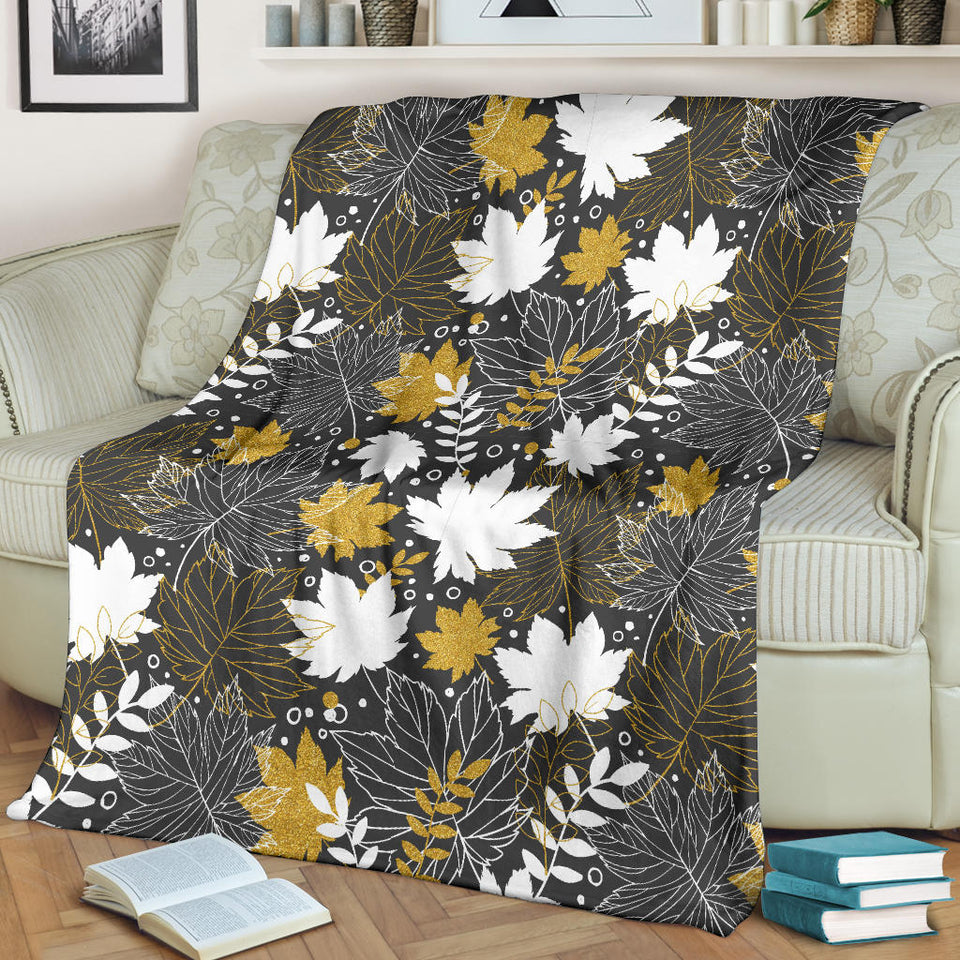 Beautiful Gold Autumn Maple Leaf Pattern Premium Blanket