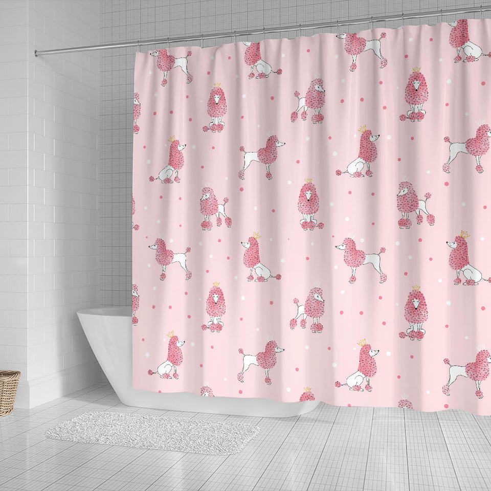 Poodle Dog Pink Color Theme Shower Curtain Fulfilled In US