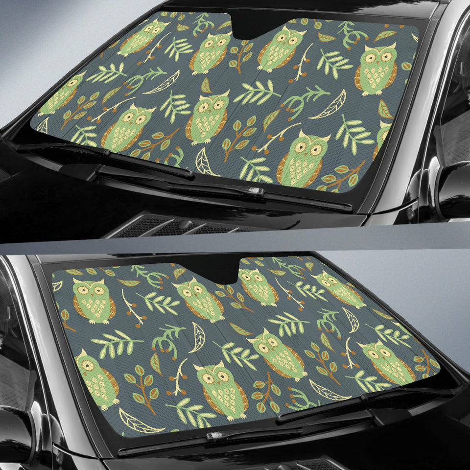 Cute Owls Leaves Pattern Car Sun Shade