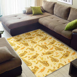 Saxophone Cornet Pattern Yellow Background Area Rug