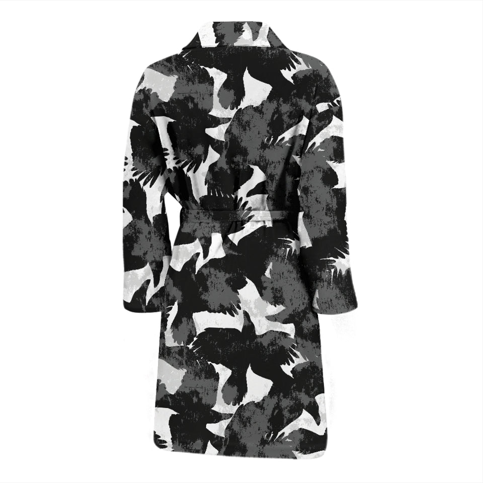 Crow Illustration Pattern Men'S Bathrobe