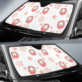 Daruma Japanese Wooden Doll Cherry Blossom Flower Pattern Car Sun Shade