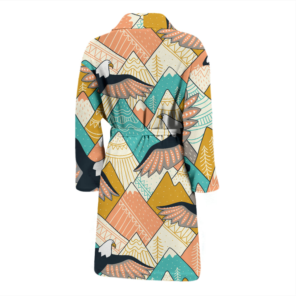 Eagle Pattern Print Design 02 Men's Bathrobe