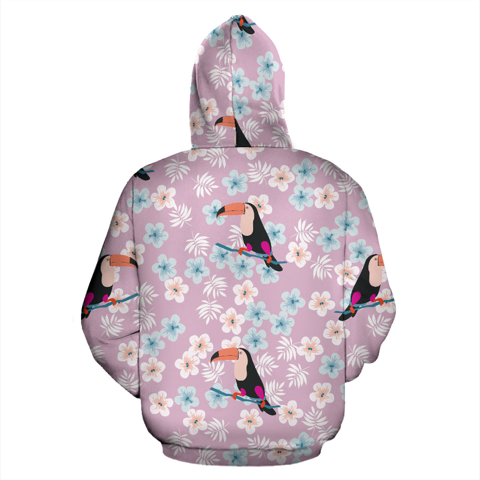 Beautiful Toucan Flower Leaves Zip Up Hoodie