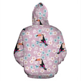 Beautiful Toucan Flower Leaves Zip Up Hoodie