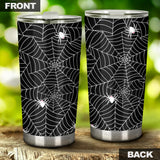 Spider Web Design Pattern Black Background White Cobweb Tumbler