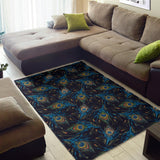 Beautiful Peacock Feather Pattern Area Rug