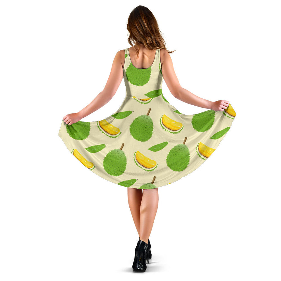 Durian Pattern Sleeveless Midi Dress