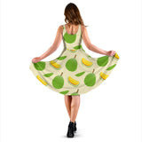 Durian Pattern Sleeveless Midi Dress