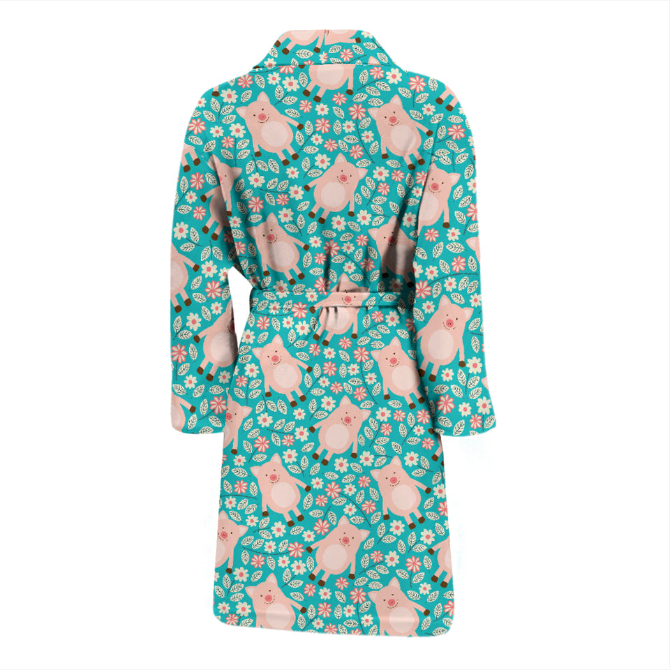 Pig Pattern Print Design 01 Men's Bathrobe