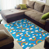 Rainbows Sky Clouds Pattern Area Rug