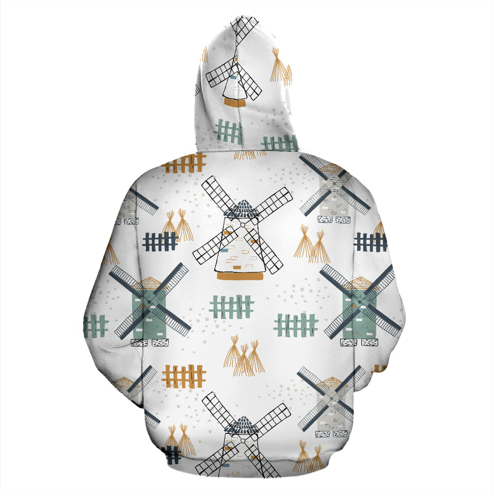 Windmill Pattern Zip Up Hoodie