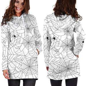 Spider Web Cobweb Pattern White Background Women'S Hoodie Dress