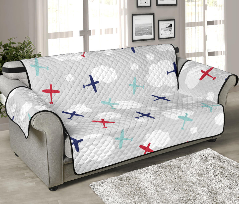 Airplane cloud grey background Sofa Cover Protector