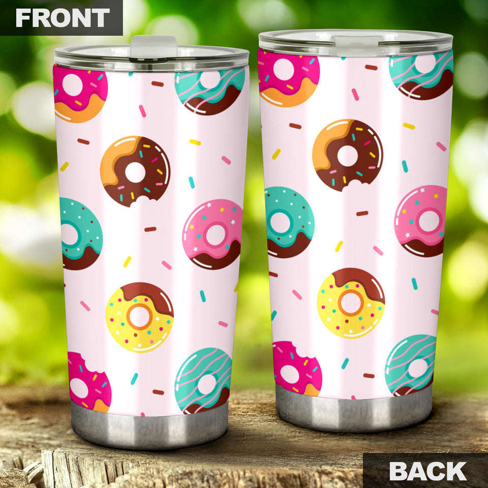 Donut Pattern Glaze Pink Background Tumbler