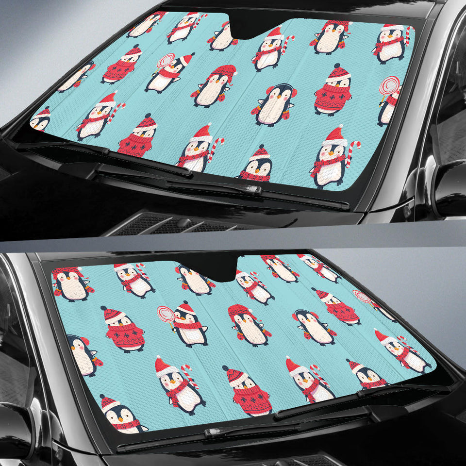 Cute Penguin Christmas  Design Pattern Car Sun Shade
