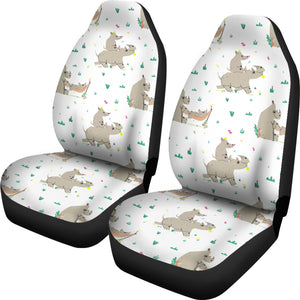 Cute Rhino Pattern Background  Universal Fit Car Seat Covers