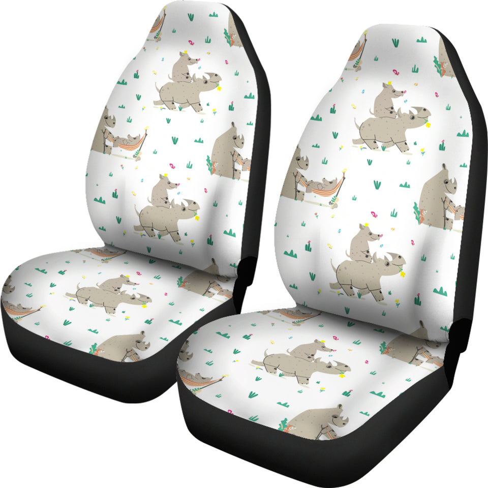 Cute Rhino Pattern Background  Universal Fit Car Seat Covers