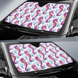 Purple Seahorse Blue Coral Pattern Car Sun Shade
