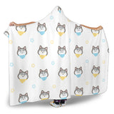 Cute Siberian Husky Pattern Hooded Blanket