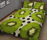 kiwi black dot background Quilt Bed Set